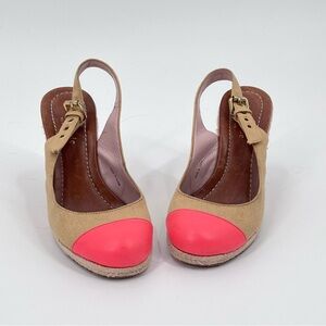Kate Spade Coral and Beige Espadrille Slingbacks